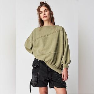 NWOT We the free back at ya tee, Olive Green Oversized Sweater